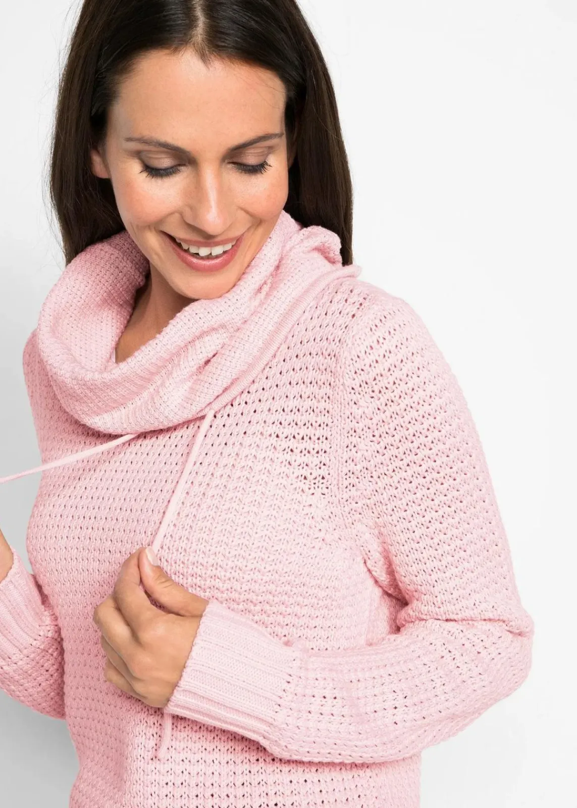 bonprix Bekleidung·Umstandsmode|Pullover & Strickjacken^Rollkragenpullover mit Kordeln zartrosa