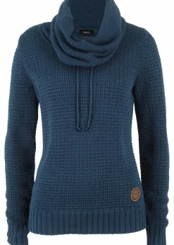 bonprix Pullover & Strickjacken|Strickmode^Rollkragenpullover mit Kordeln dunkelblau
