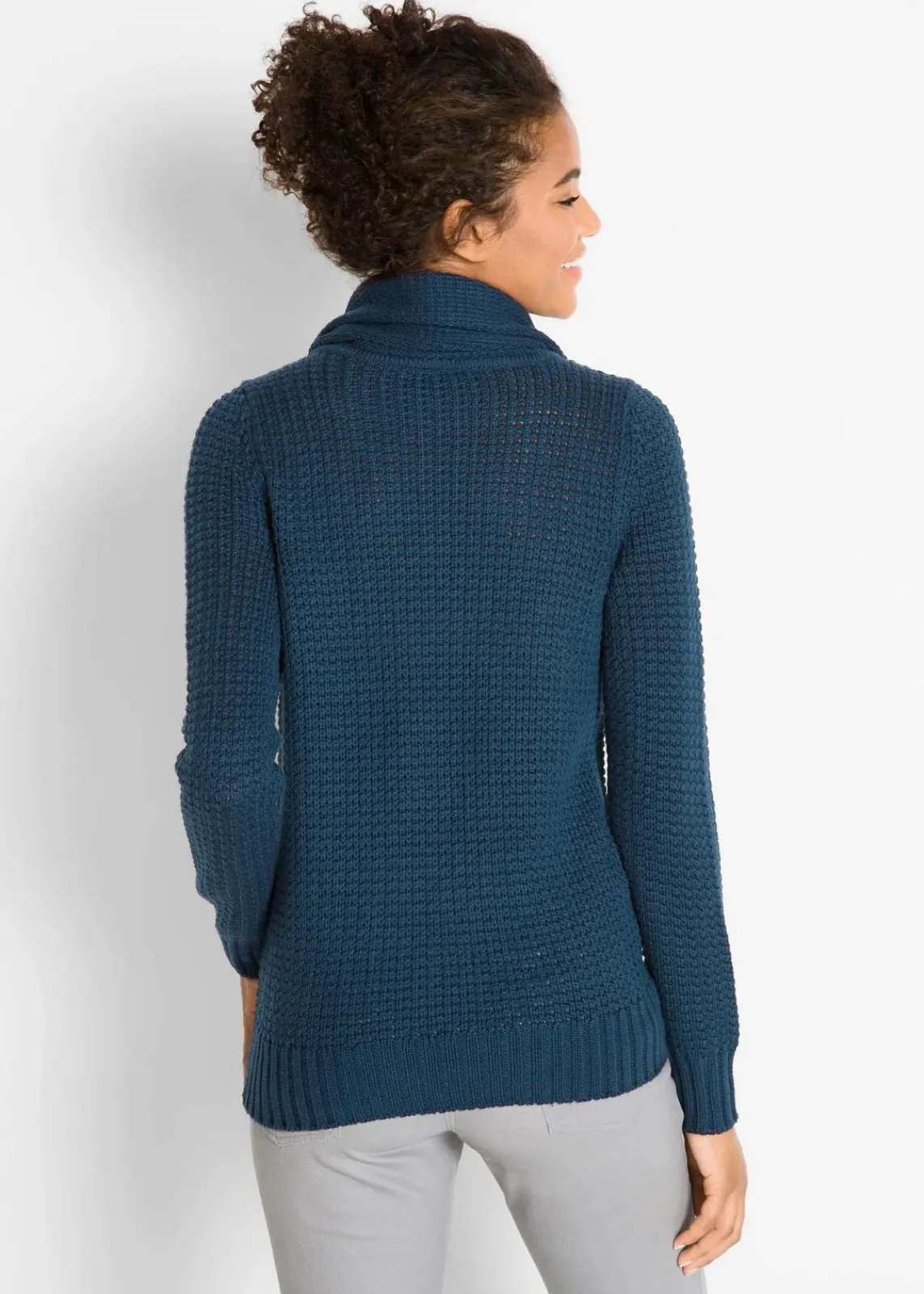 bonprix Pullover & Strickjacken|Strickmode^Rollkragenpullover mit Kordeln dunkelblau