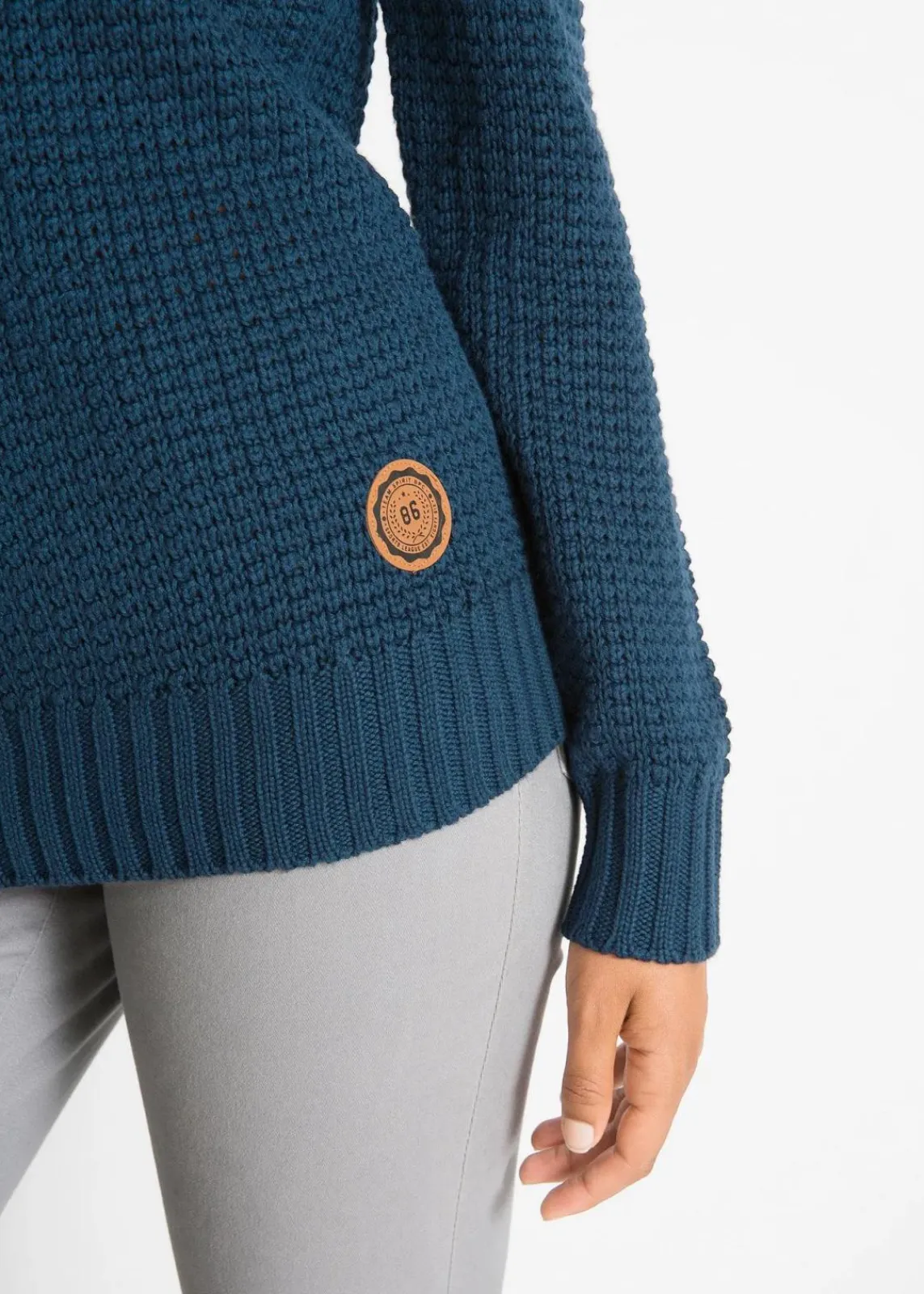 bonprix Pullover & Strickjacken|Strickmode^Rollkragenpullover mit Kordeln dunkelblau