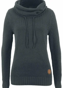 bonprix Bekleidung·Umstandsmode|Pullover & Strickjacken^Rollkragenpullover mit Kordeln schwarz