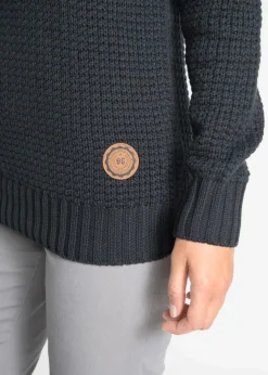 bonprix Bekleidung·Umstandsmode|Pullover & Strickjacken^Rollkragenpullover mit Kordeln schwarz