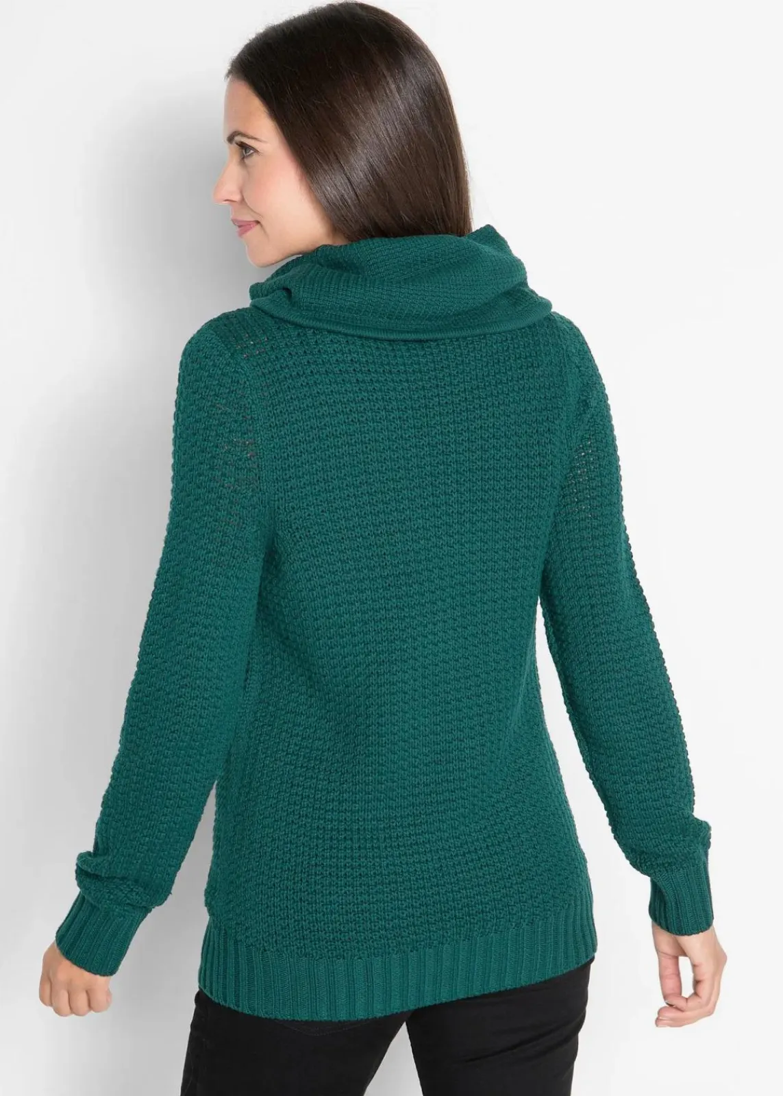 bonprix Pullover & Strickjacken|Strickmode^Rollkragenpullover mit Kordeln tiefgrün