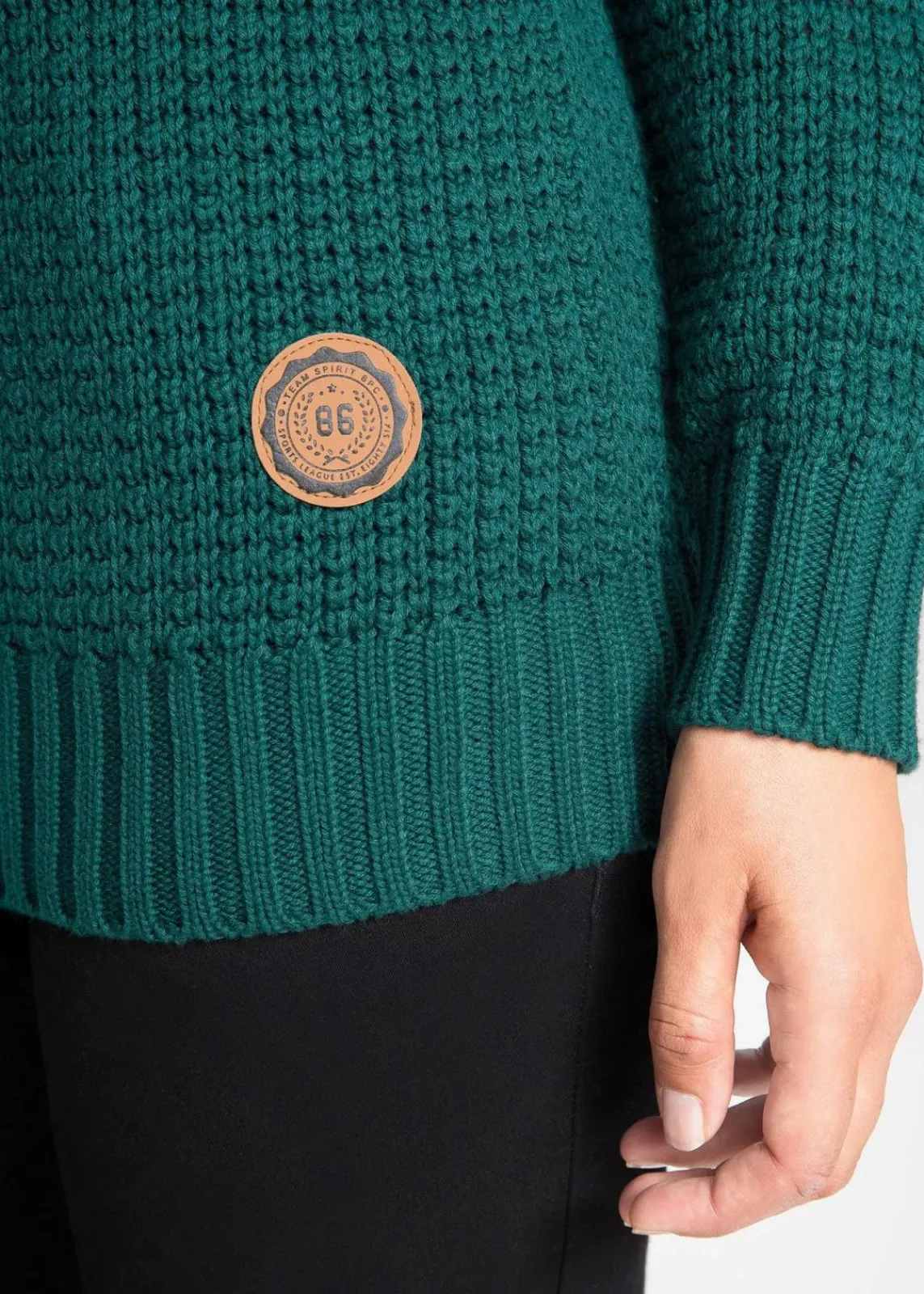 bonprix Pullover & Strickjacken|Strickmode^Rollkragenpullover mit Kordeln tiefgrün