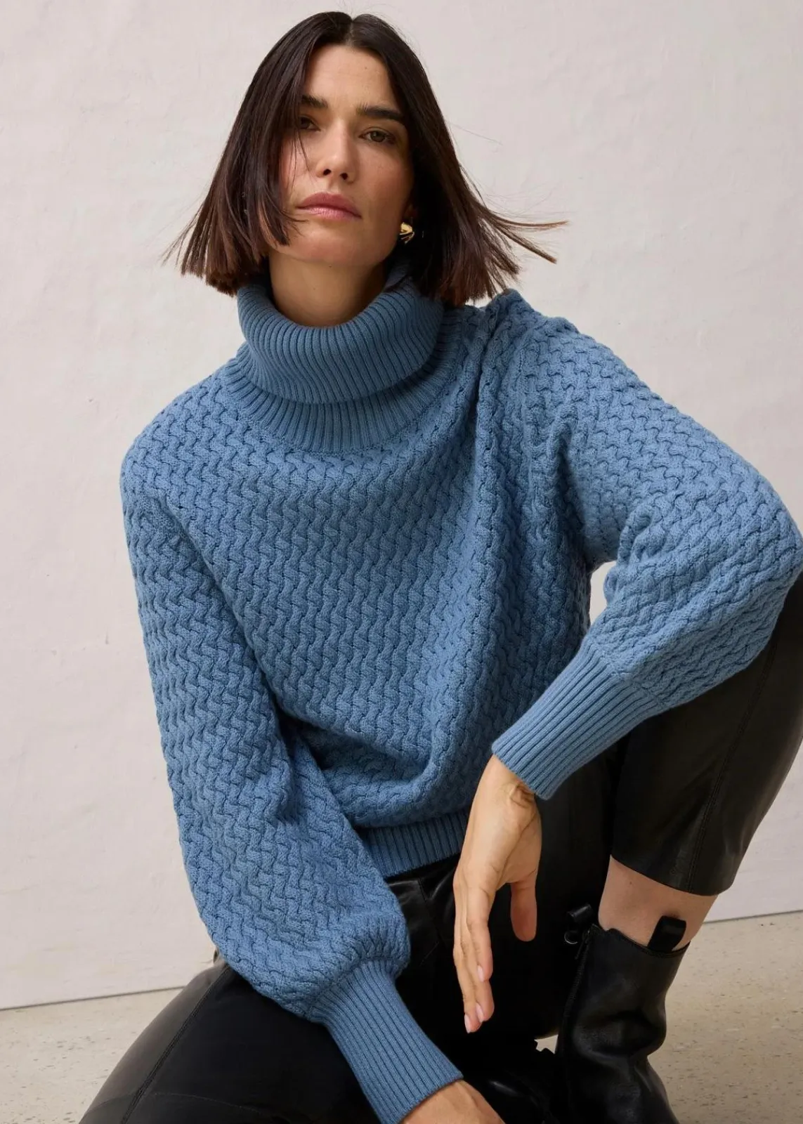 bonprix Bekleidung·Umstandsmode|Bekleidung·Jeans^Rollkragenpullover mit Merinowolle wellenblau