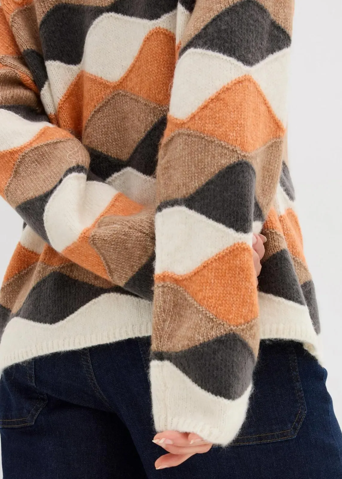 bonprix Bekleidung·Umstandsmode|Strickmode^Rollkragenpullover mit Muster natur/kupfer/camel/schiefergrau