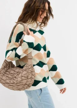 bonprix Bekleidung·Umstandsmode|Strickmode^Rollkragenpullover mit Muster wollweiß/cappuccino/seegras/tiefgrün