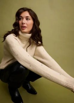 bonprix Bekleidung·Umstandsmode|Bekleidung·Jeans^Rollkragenpullover mit Strasssteinen beige