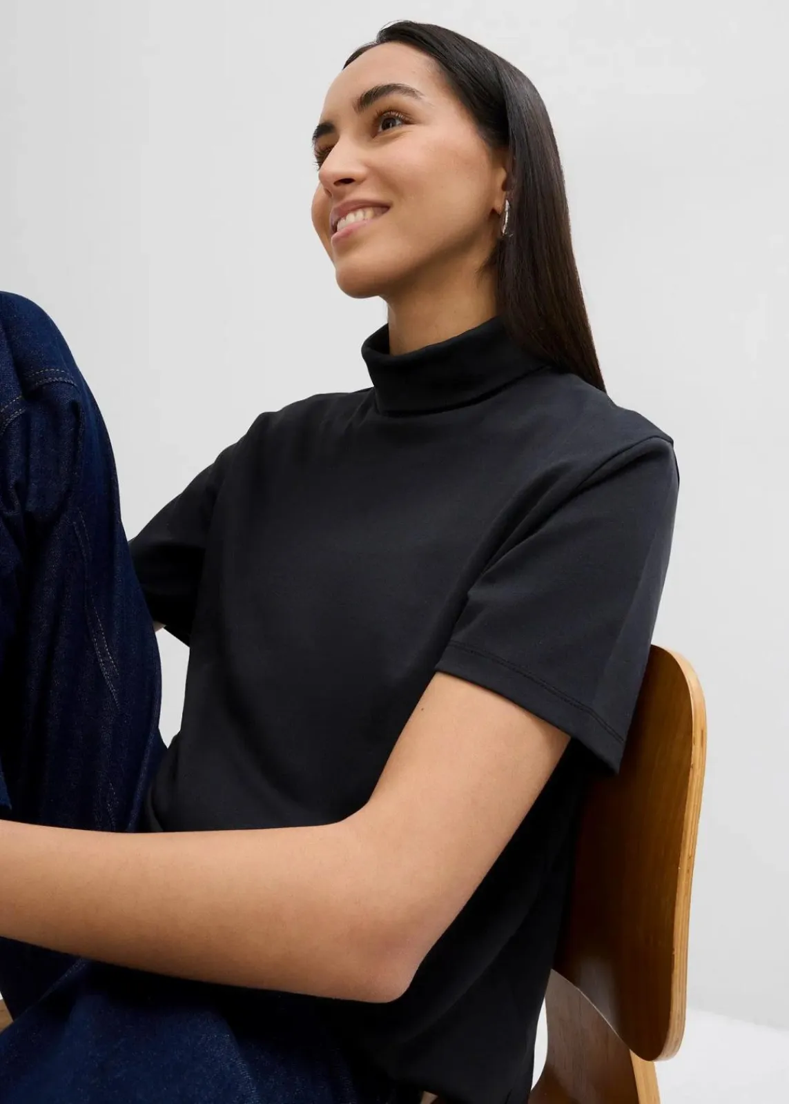 bonprix Shirts & Tops^Rollkragenshirt aus reiner Bio-Baumwolle schwarz