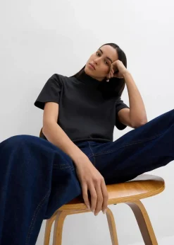 bonprix Shirts & Tops^Rollkragenshirt aus reiner Bio-Baumwolle schwarz