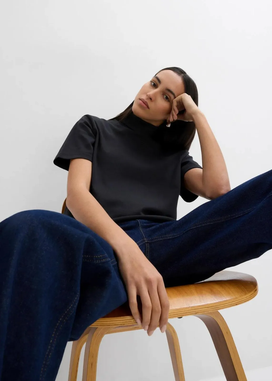bonprix Shirts & Tops^Rollkragenshirt aus reiner Bio-Baumwolle schwarz