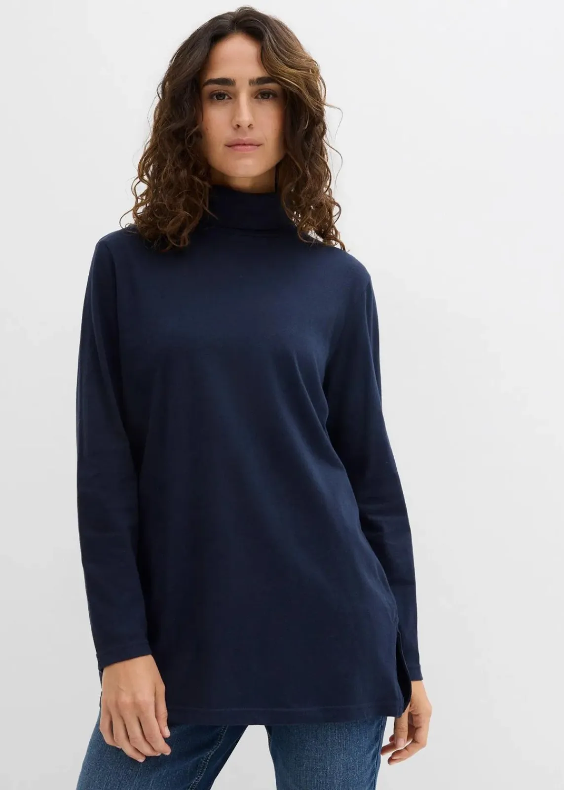 bonprix Bekleidung·Röcke|Nachhaltigere Materialien^Rollkragenshirt aus reiner Bio-Baumwolle dunkelblau