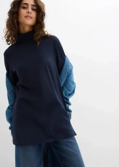 bonprix Bekleidung·Röcke|Nachhaltigere Materialien^Rollkragenshirt aus reiner Bio-Baumwolle dunkelblau