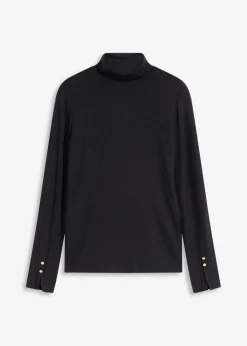 bonprix Shirts & Tops^Rollkragenshirt mit dekorativen Knöpfen schwarz