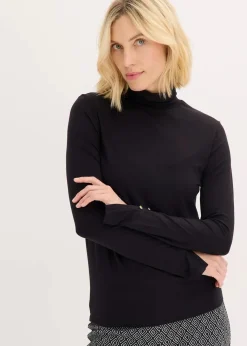 bonprix Shirts & Tops^Rollkragenshirt mit dekorativen Knöpfen schwarz