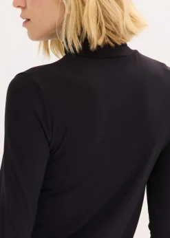 bonprix Shirts & Tops^Rollkragenshirt mit dekorativen Knöpfen schwarz