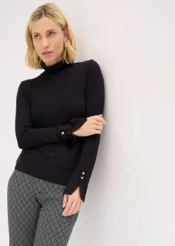 bonprix Shirts & Tops^Rollkragenshirt mit dekorativen Knöpfen schwarz