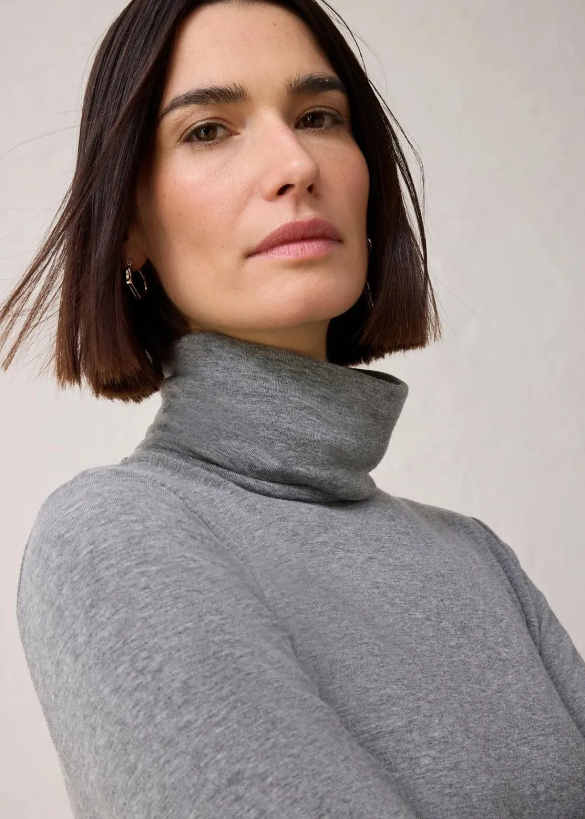 bonprix Premium|Shirts & Tops^Rollkragenshirt mit Woll-Anteil grau meliert