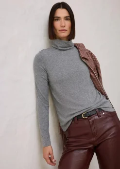 bonprix Premium|Shirts & Tops^Rollkragenshirt mit Woll-Anteil grau meliert