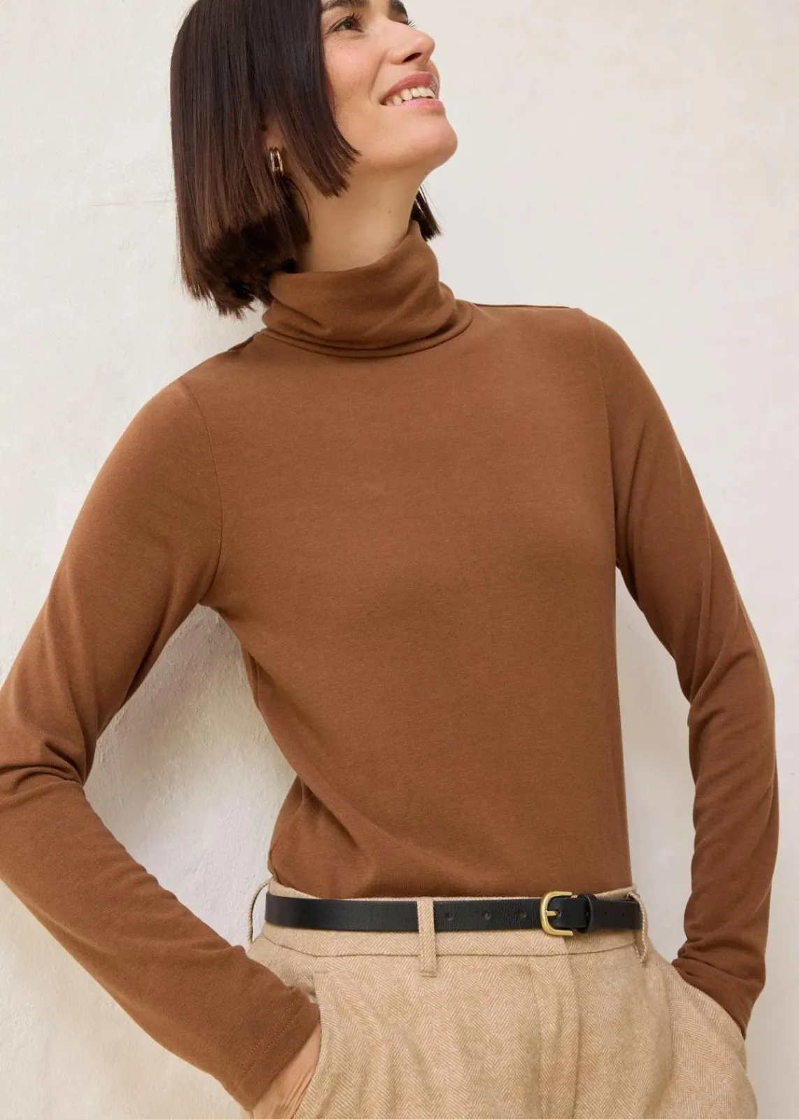 bonprix Premium|Shirts & Tops^Rollkragenshirt mit Woll-Anteil pimentbraun