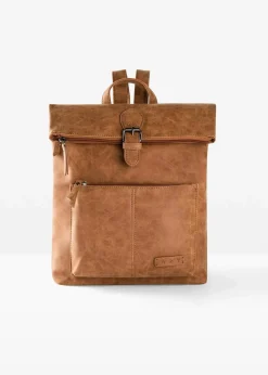 bonprix Taschen^Rucksack mit Außentasche und Schnallendetail cognac