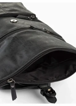 bonprix Taschen^Rucksack mit Außentasche und Schnallendetail schwarz