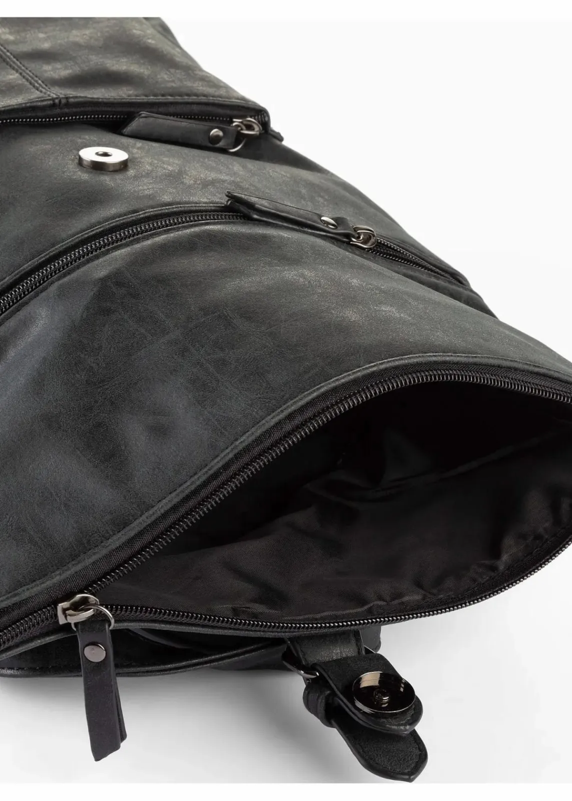 bonprix Taschen^Rucksack mit Außentasche und Schnallendetail schwarz