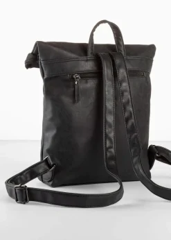bonprix Taschen^Rucksack mit Außentasche und Schnallendetail schwarz