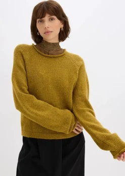 bonprix Bekleidung·Umstandsmode|Bekleidung·Jeans^Rundhalspullover mistelgrün meliert