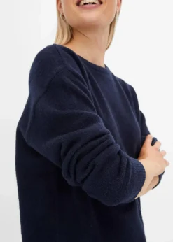 bonprix Strickmode|Pullover & Strickjacken^Rundhalspullover mit überschnittener Schulter dunkelblau