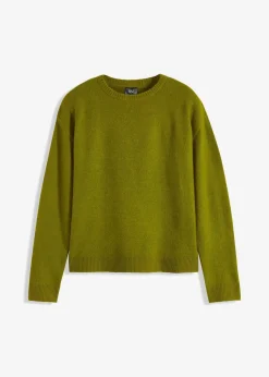 bonprix Strickmode|Pullover & Strickjacken^Rundhalspullover mit überschnittener Schulter moos