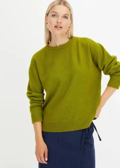 bonprix Strickmode|Pullover & Strickjacken^Rundhalspullover mit überschnittener Schulter moos