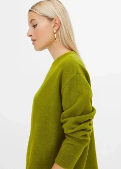 bonprix Strickmode|Pullover & Strickjacken^Rundhalspullover mit überschnittener Schulter moos