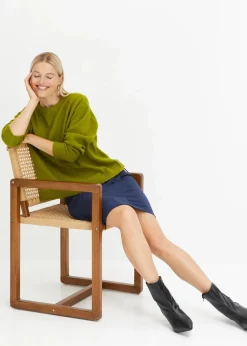 bonprix Strickmode|Pullover & Strickjacken^Rundhalspullover mit überschnittener Schulter moos