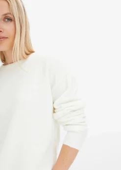 bonprix Bekleidung·Umstandsmode|Bekleidung·Jeans^Rundhalspullover mit überschnittener Schulter wollweiß