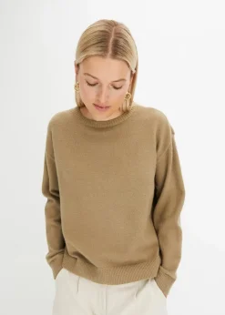 bonprix Strickmode|Pullover & Strickjacken^Rundhalspullover mit überschnittener Schulter new khaki