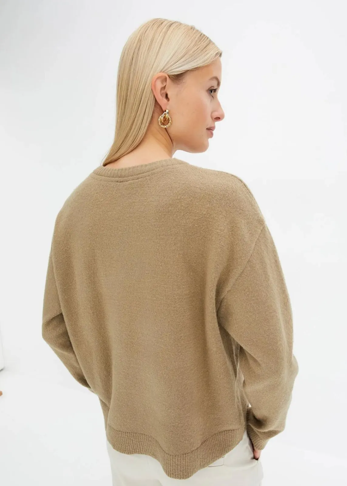 bonprix Strickmode|Pullover & Strickjacken^Rundhalspullover mit überschnittener Schulter new khaki