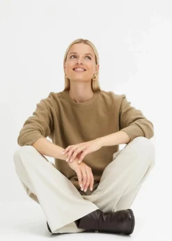 bonprix Strickmode|Pullover & Strickjacken^Rundhalspullover mit überschnittener Schulter new khaki