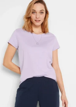 bonprix Shirts & Tops|Basics^Rundhals-Shirt (5er-Pack) hellviolett + rauchsalbei + kristallrosa + schwarz + weiß