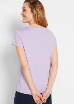 bonprix Shirts & Tops|Basics^Rundhals-Shirt (5er-Pack) hellviolett + rauchsalbei + kristallrosa + schwarz + weiß