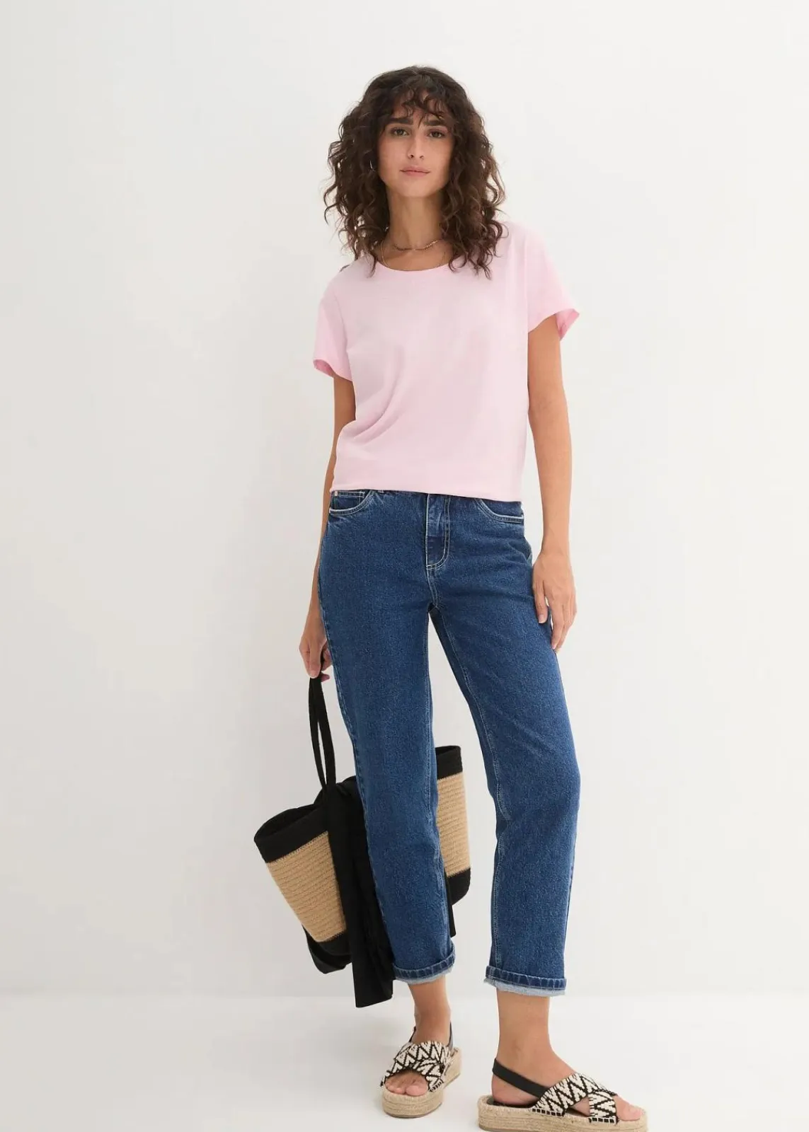bonprix Shirts & Tops|Basics^Rundhals-Shirt (5er-Pack) kristallrosa + pastellmint + mattaqua + rauchflieder + weiß
