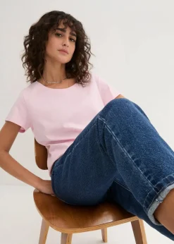 bonprix Shirts & Tops|Basics^Rundhals-Shirt (5er-Pack) kristallrosa + pastellmint + mattaqua + rauchflieder + weiß