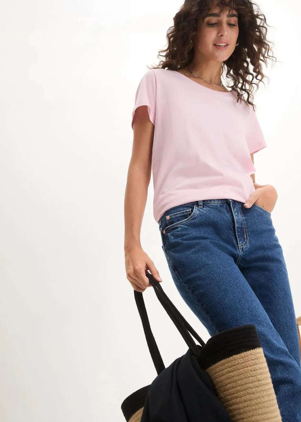 bonprix Shirts & Tops|Basics^Rundhals-Shirt (5er-Pack) kristallrosa + pastellmint + mattaqua + rauchflieder + weiß