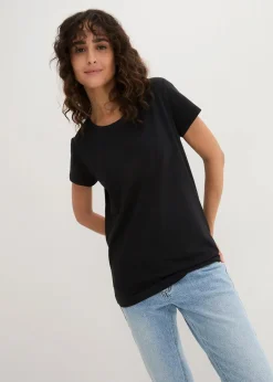 bonprix Bekleidung·Röcke|Basics^Rundhals-Shirt (5er-Pack) schwarz + schwarz + schwarz + weiß + weiß