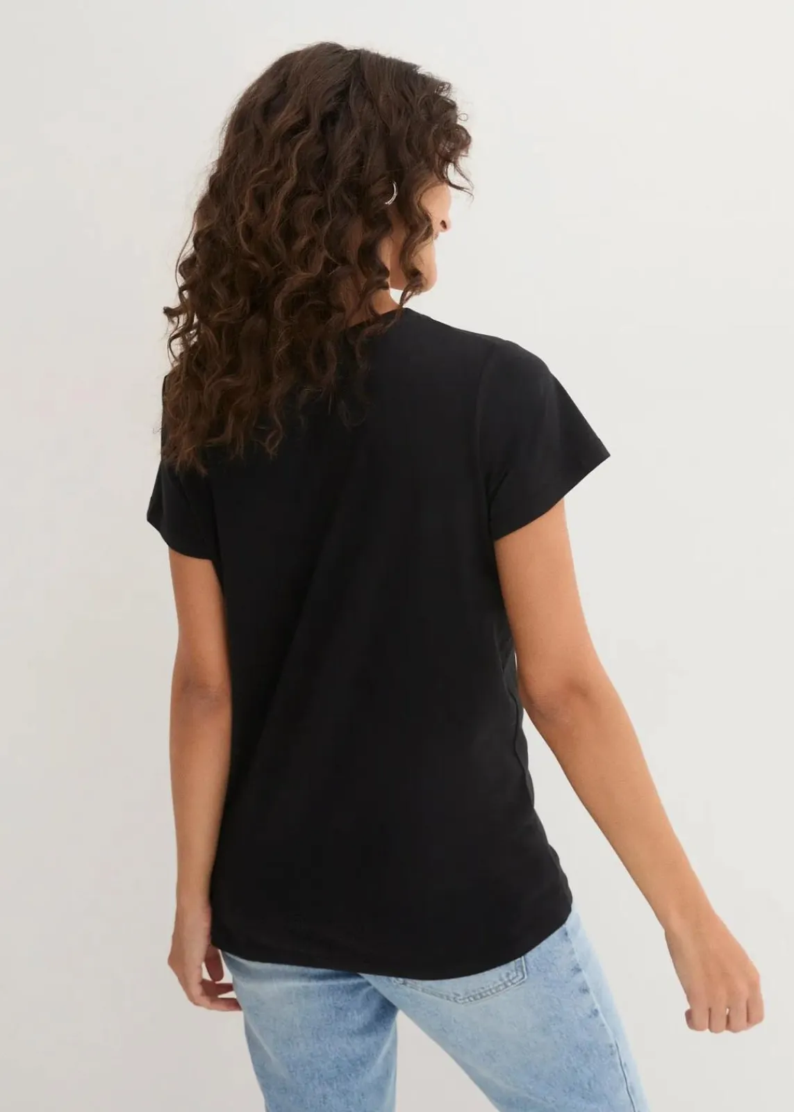 bonprix Bekleidung·Röcke|Basics^Rundhals-Shirt (5er-Pack) schwarz + schwarz + schwarz + weiß + weiß