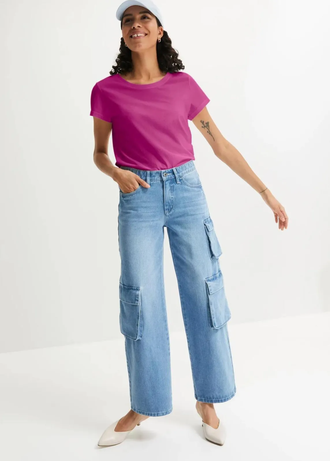 bonprix Shirts & Tops|Basics^Rundhals-Shirt (5er-Pack) dunkelpink+violettorchidee+hellblau+hellgelb+eiskaffee