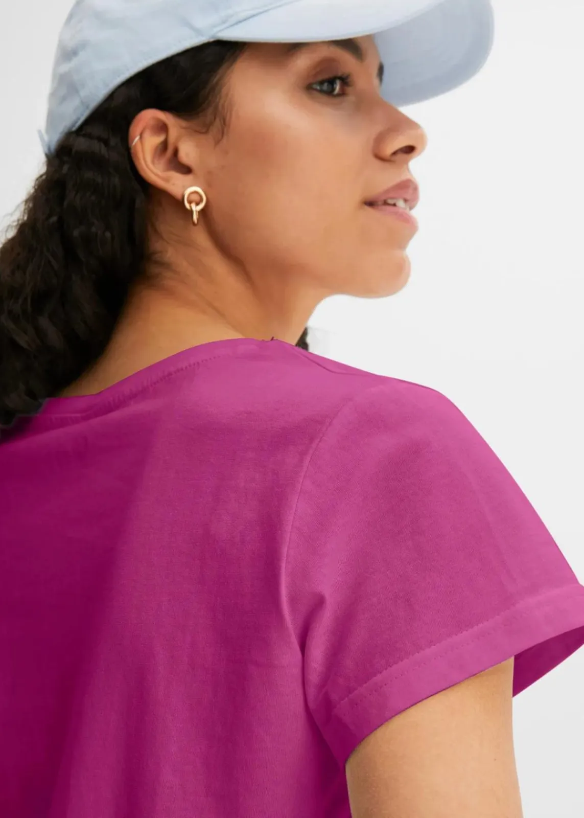 bonprix Shirts & Tops|Basics^Rundhals-Shirt (5er-Pack) dunkelpink+violettorchidee+hellblau+hellgelb+eiskaffee