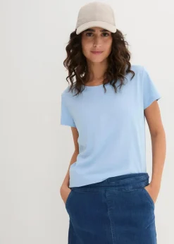 bonprix Shirts & Tops|Basics^Rundhals-Shirt (5er-Pack) hellkoralle + hummer + hellblau + azurblau + weiß