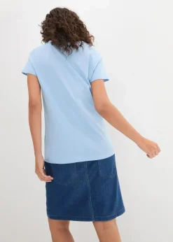 bonprix Shirts & Tops|Basics^Rundhals-Shirt (5er-Pack) hellkoralle + hummer + hellblau + azurblau + weiß