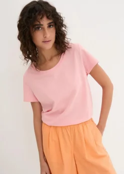 bonprix Shirts & Tops|Basics^Rundhals-Shirt (5er-Pack) softrosa + softflieder + mint + softlimette + dunkelblau